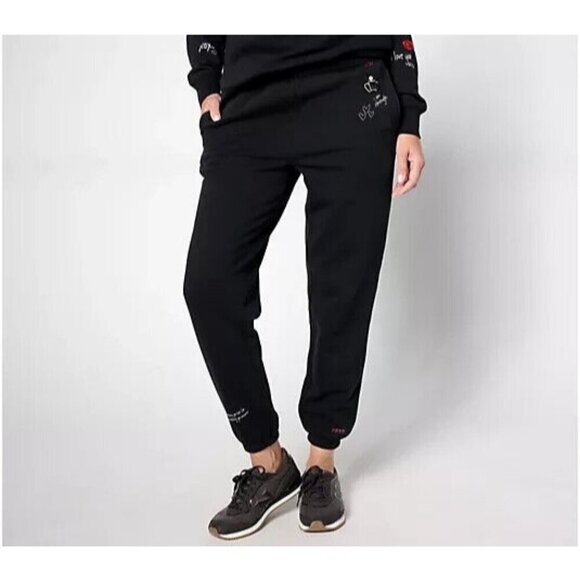 Ali + Mally x PLW Petite Galentine Classic Sweatpants Black,Petite L - Picture 1 of 1